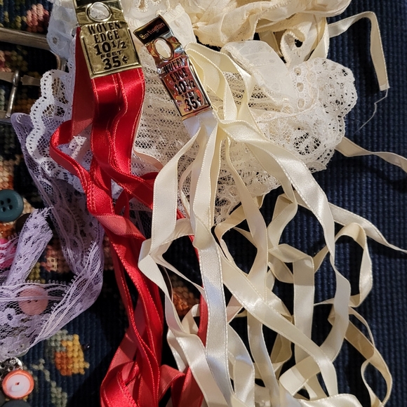 Vintage Sewing Assortment Bundle with Burlington Satin Ribbon - Picture 3 of 6